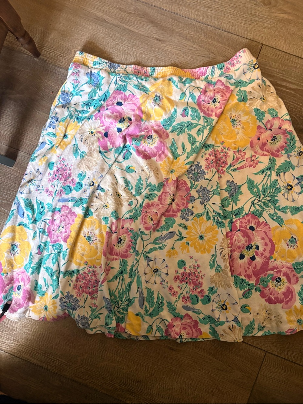 Floral A-Line Skirt in Pink, Yellow & Aqua